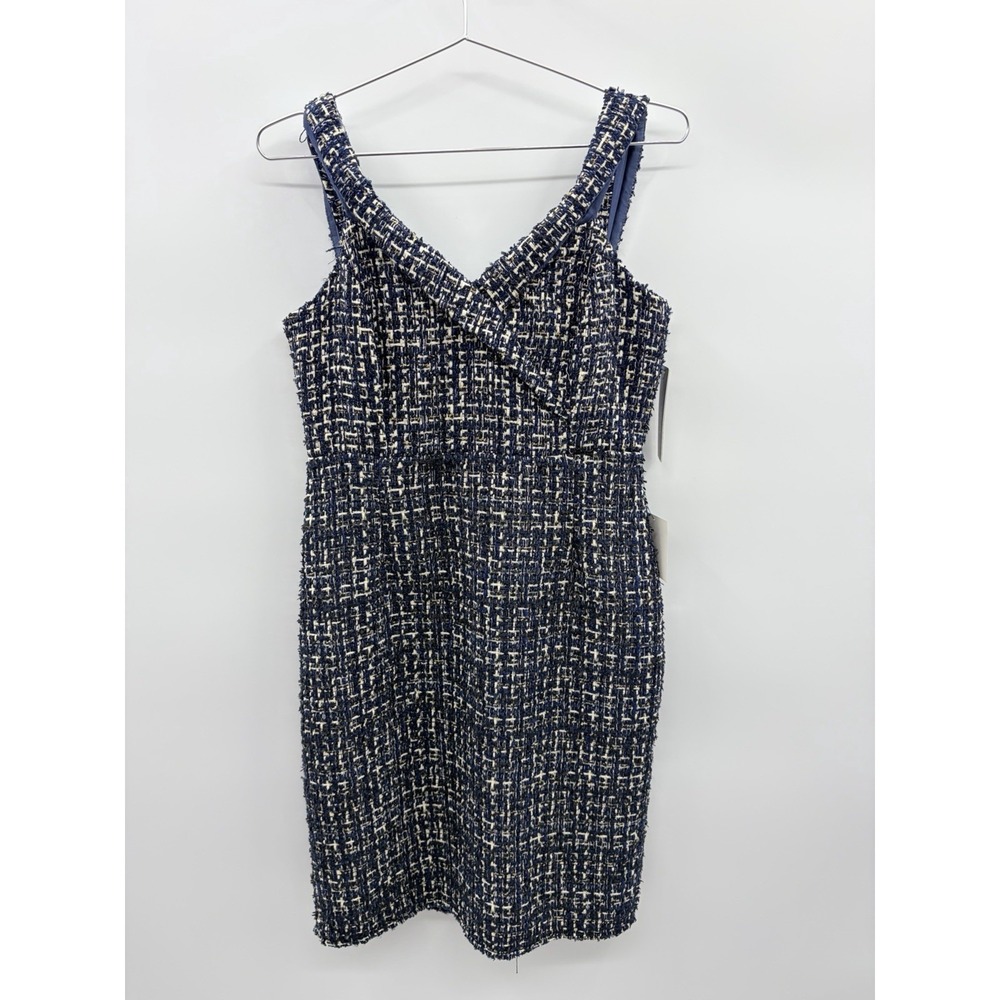 Lulu's Womens Medium On Fifth Avenue Navy Blue Multi Off-the-Shoulder Mini Dress